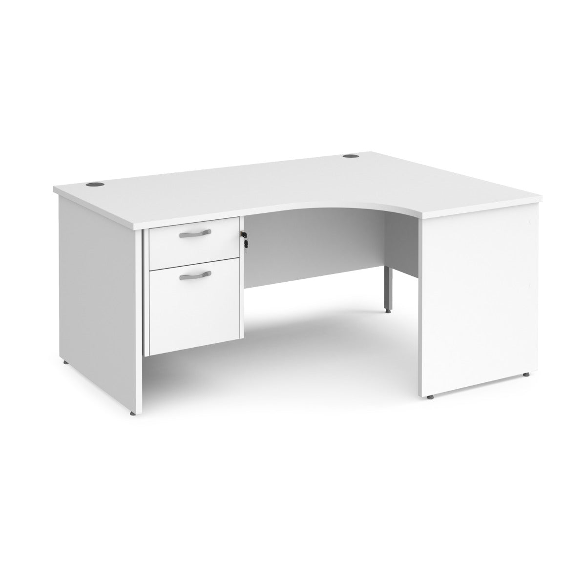 Maestro Panel Leg Right Hand Ergonomic Corner Office Desk with Two Drawer Pedestal
